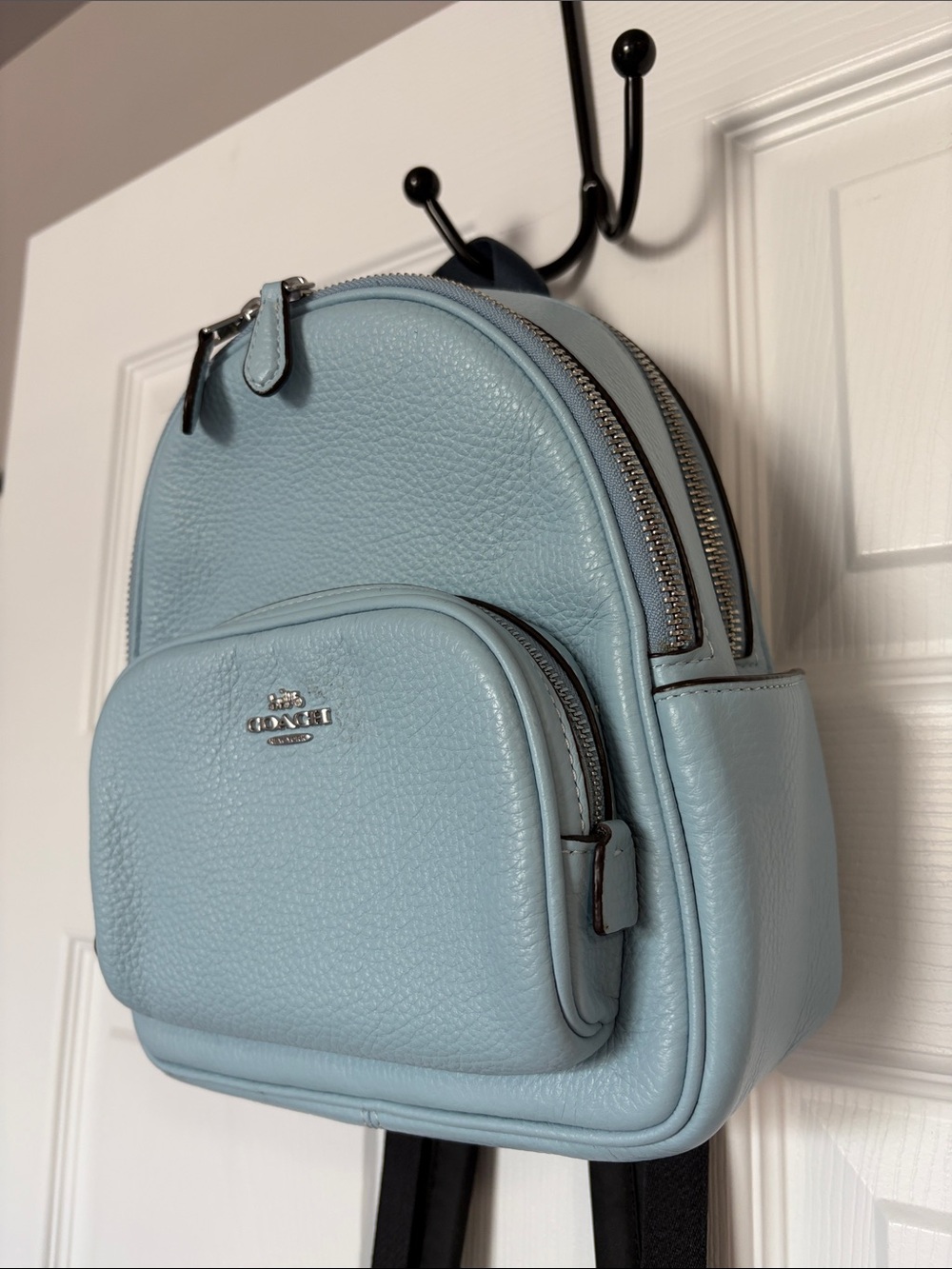 Coach Pebbled Leather Mini Backpack in Light Blue